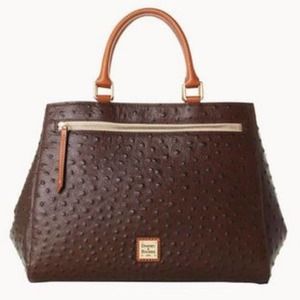 Dooney Bourke Exotic Leather Zippered Bag in Chocolate Brown